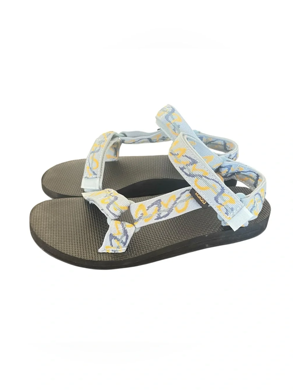 Teva Women's Light Blue & Yellow Pattern Strap Sandals